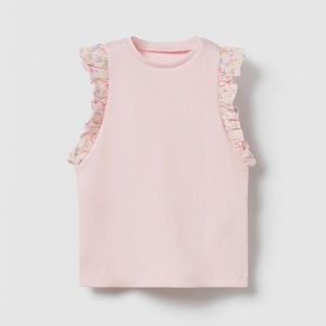 Zara Ruffled Ribbed T-Shirt 2T-3T